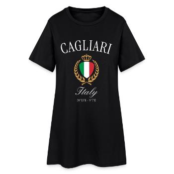 Cagliari Italien Wappen Krone – Reise Souvenir - Frauen T-Shirt-Kleid - Schwarz - Vorne