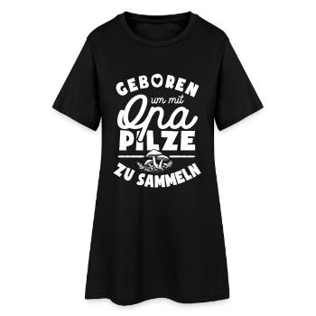 Geboren um mit Opa Pilze zu sammeln - Frauen T-Shirt-Kleid - Schwarz - Vorne