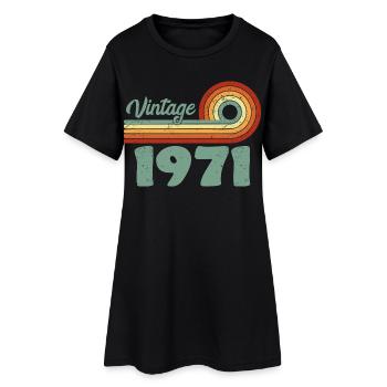 Vintage 1971 Birthday Mountain Retro 1971Celeb - Women’s T-Shirt Dress - black - Front