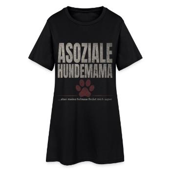 Asoziale Hundemama Fellnase - Frauen T-Shirt-Kleid - Schwarz - Vorne