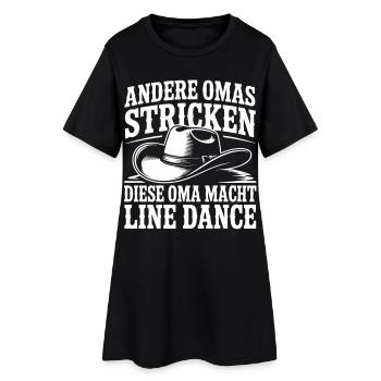Oma tanzt Line Dance - Frauen T-Shirt-Kleid - Schwarz - Vorne