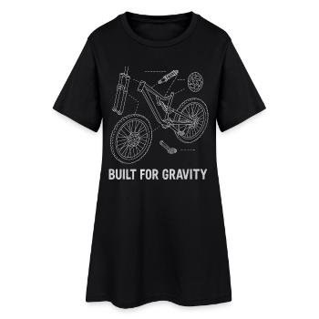 Built for Gravity: DH-Bike Explosionszeichnung - Frauen T-Shirt-Kleid - Schwarz - Vorne