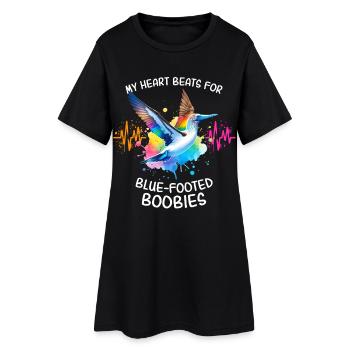 Ligne du cœur des Booby aux pieds bleus - Robe T-shirt Femme - noir - Devant