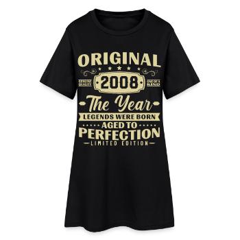 2008 Vintage-Geburtstagsgeschenk - Frauen T-Shirt-Kleid - Schwarz - Vorne