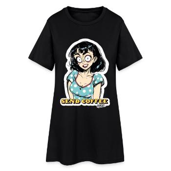 Send Coffee Anime Girl Sticker - Women’s T-Shirt Dress - black - Front