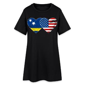 Cœur du drapeau des États-Unis de Curaçao utilisé - Robe T-shirt Femme - noir - Devant