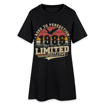 Cadeau d’anniversaire vintage vintage rétro 1986 - Robe T-shirt Femme - noir - Devant