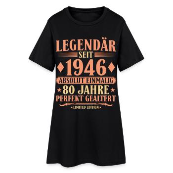 1946 Geboren - Absolut Einmalig 80. Geburtstag - Frauen T-Shirt-Kleid - Schwarz - Vorne