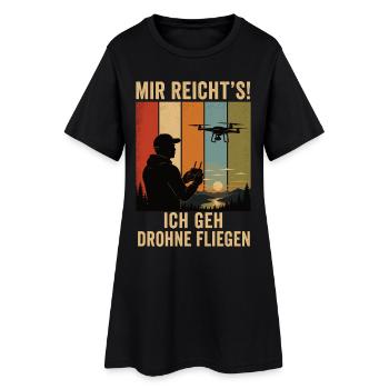 Mir reicht's Ich geh Drohne fliegen Retro Shirt - Frauen T-Shirt-Kleid - Schwarz - Vorne
