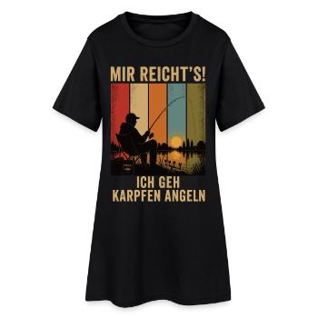 Mir reicht's Ich geh Karpfen angeln Retro Shirt - Frauen T-Shirt-Kleid - Schwarz - Vorne