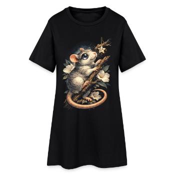 Farbratte Fancy Rat Großmaus Hausratte - Frauen T-Shirt-Kleid - Schwarz - Vorne