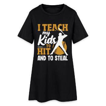 J’enseigne à l’entraîneur de baseball au bâton et au vol - Robe T-shirt Femme - noir - Devant