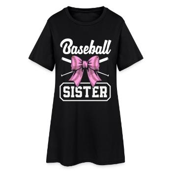 Baseball Sœur Bow Bat Rose - Robe T-shirt Femme - noir - Devant