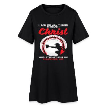 All things I can do through Christ Baseball - Women’s T-Shirt Dress - black - Front