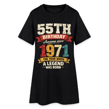 55 Ans Anniversaire Légende 1971 - Vintage - Robe T-shirt Femme - noir - Devant