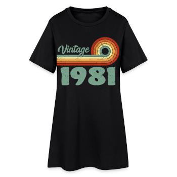 Vintage 1981 Birthday Mountain Retro 1981 - Women’s T-Shirt Dress - black - Front