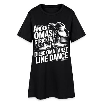 Andere Omas stricken, Oma tanzt Line Dance - Frauen T-Shirt-Kleid - Schwarz - Vorne