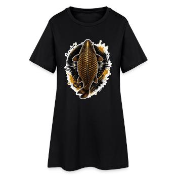 Golden Carp Top View Design de pêche premium - Robe T-shirt Femme - noir - Devant
