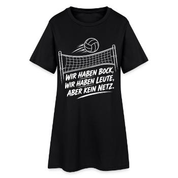 Volleyball Spruch Shirt Kein Netz Problem Freizeit - Frauen T-Shirt-Kleid - Schwarz - Vorne