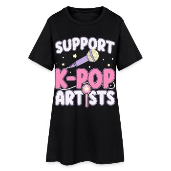 Soutenez les artistes de K-pop, les fans, les amateurs de musique - Robe T-shirt Femme - noir - Devant