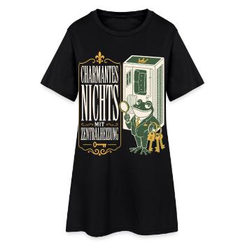 Charmantes Nichts mit Zentralheizung - Frauen T-Shirt-Kleid - Schwarz - Vorne