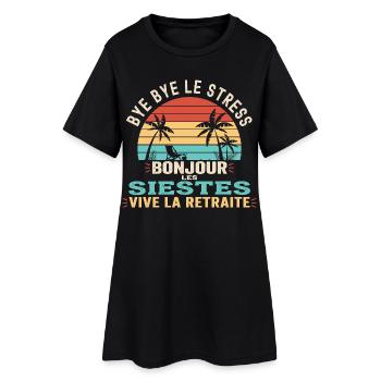 Idée Cadeau Départ Retraite Homme Femme - Robe T-shirt Femme - noir - Devant