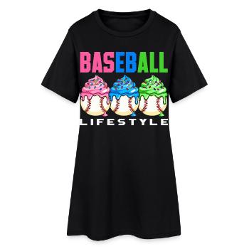 Mode de vie de baseball Cupcakes sucrés - Robe T-shirt Femme - noir - Devant