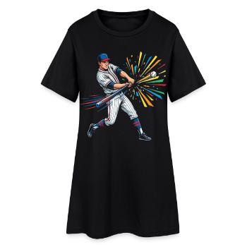 Pop Art coloré du batteur de baseball - Robe T-shirt Femme - noir - Devant