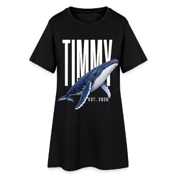 Timmy Wal Est 2026 Buckelwal Shirt - Frauen T-Shirt-Kleid - Schwarz - Vorne