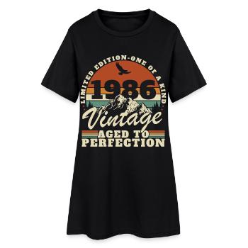 1986 Vintage Rétro Cadeau D'anniversaire - Robe T-shirt Femme - noir - Devant