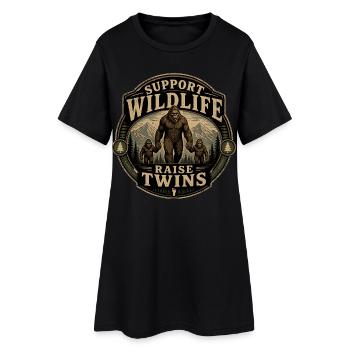 Soutenez la Vie Sauvage : Élevez des Jumeaux - Robe T-shirt Femme - noir - Devant