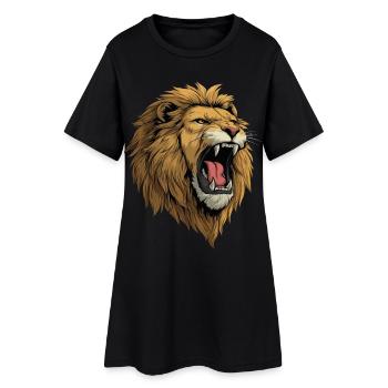 Lion's head roaring - Women’s T-Shirt Dress - black - Front