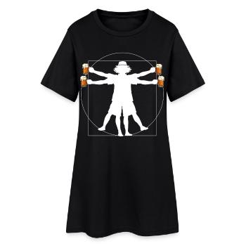 Homme à la bière Malle - Robe T-shirt Femme - noir - Devant