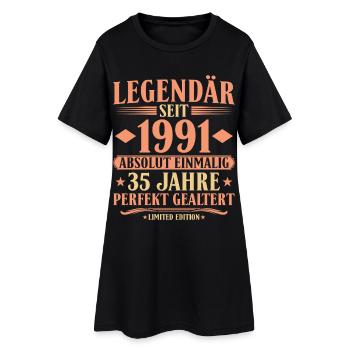 1991 Geboren - Absolut Einmalig 35. Geburtstag - Frauen T-Shirt-Kleid - Schwarz - Vorne