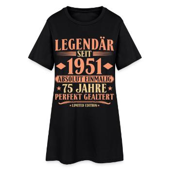 1951 Geboren - Absolut Einmalig 75. Geburtstag - Frauen T-Shirt-Kleid - Schwarz - Vorne