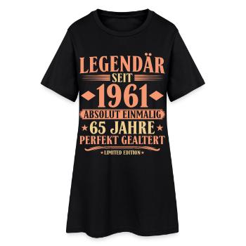 1961 Geboren - Absolut Einmalig 65. Geburtstag - Frauen T-Shirt-Kleid - Schwarz - Vorne