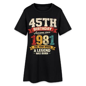 45 Ans Anniversaire Légende 1981 - Vintage - Robe T-shirt Femme - noir - Devant