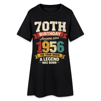 70 Ans Anniversaire Légende 1956 - Vintage - Robe T-shirt Femme - noir - Devant