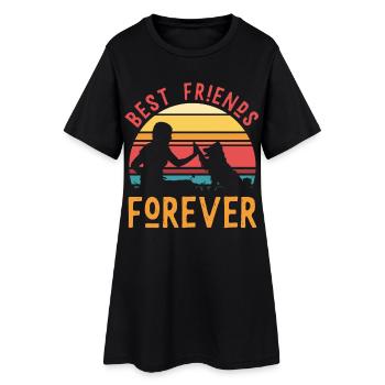 Best Friends Forever – Frau & Hund Team - Frauen T-Shirt-Kleid - Schwarz - Vorne