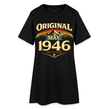 80th Birthday Gift Original May 1946 - Women’s T-Shirt Dress - black - Front