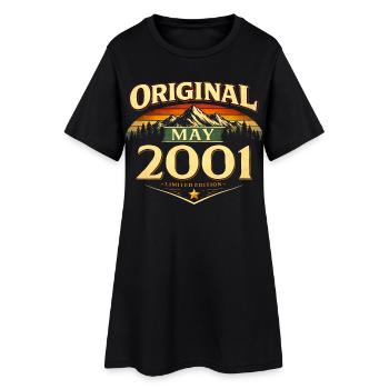 Cadeau du 25e anniversaire Original mai 2001 - Robe T-shirt Femme - noir - Devant