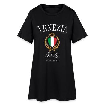 Venedig Italien Wappen Krone – Reise Souvenir - Frauen T-Shirt-Kleid - Schwarz - Vorne
