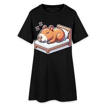 Schlafender Capybara - Frauen T-Shirt-Kleid - Schwarz - Vorne