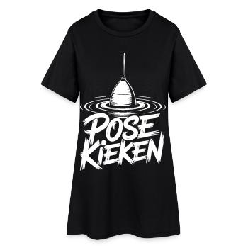 Fischen Pose Humor - Frauen T-Shirt-Kleid - Schwarz - Vorne