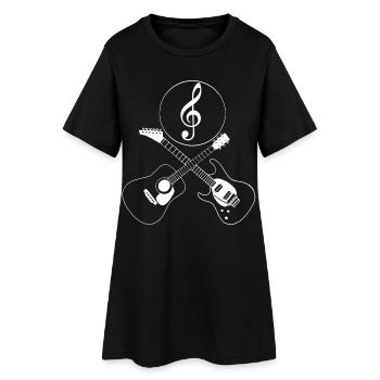 Guitares croisées et clé de sol - Robe T-shirt Femme - noir - Devant