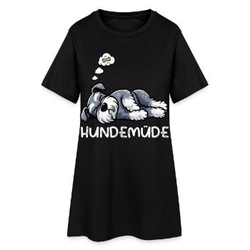 Hundemüde Schnauzer Riesenschnauzer Schnauzerhund - Frauen T-Shirt-Kleid - Schwarz - Vorne