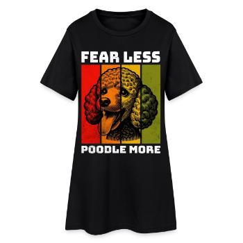 Poodle Pudel - Frauen T-Shirt-Kleid - Schwarz - Vorne