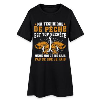 ma technique de pêche est top secret - Robe T-shirt Femme - noir - Devant