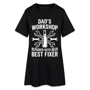 DADS WORKSHOP REPAIRED WITH BEER BEST FIXER Profi - Women’s T-Shirt Dress - black - Front