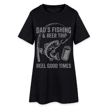 PAPAS PÊCHENT ET VOYAGE À LA BIÈRE, BONS MOMENTS - Robe T-shirt Femme - noir - Devant